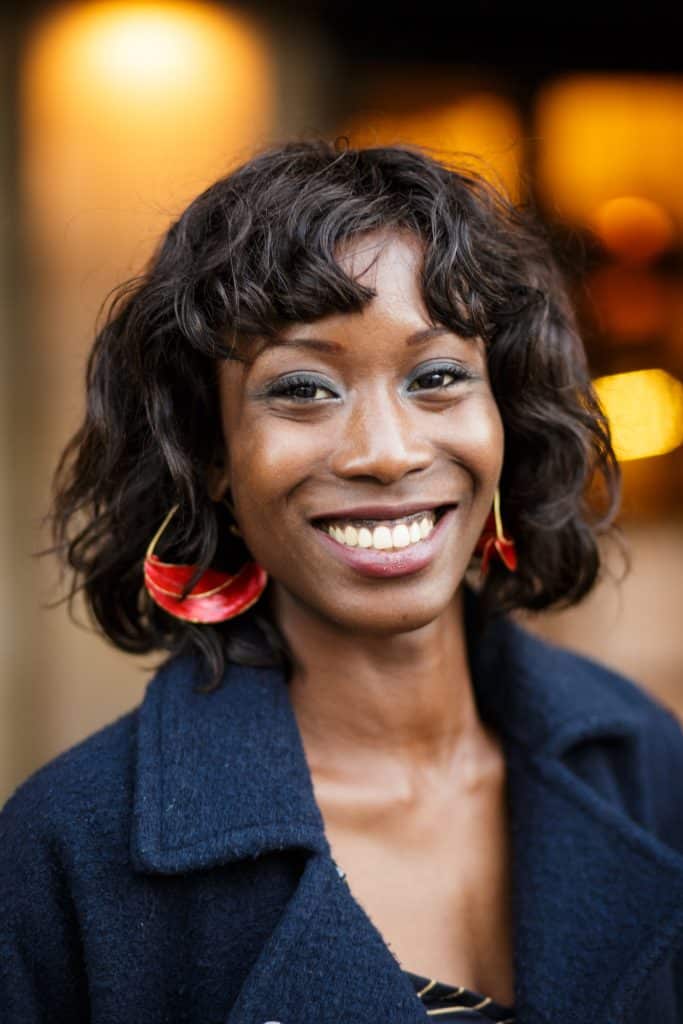 Street shots of a black fashionable model